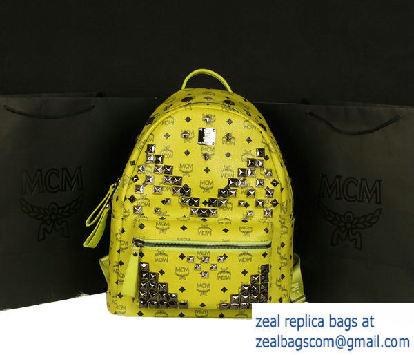 High Quality Replica MCM Stark Backpack Jumbo in Calf Leather 8100 Lemon